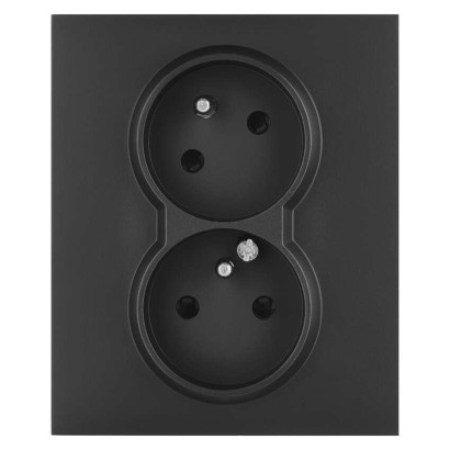 Legrand Suno zásuvka dvojnásobná, stříbčernárná