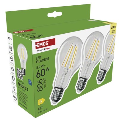 LED izzó Filament A60 / E27 / 5,9 W (60 W) / 806 lm / Meleg fehér