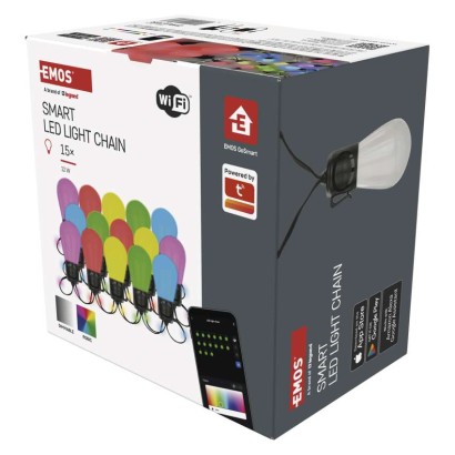 GoSmart LED světelný řetěz – 15× párty žárovky, 15 m, venkovní i vnitřní, RGBIC WiFi