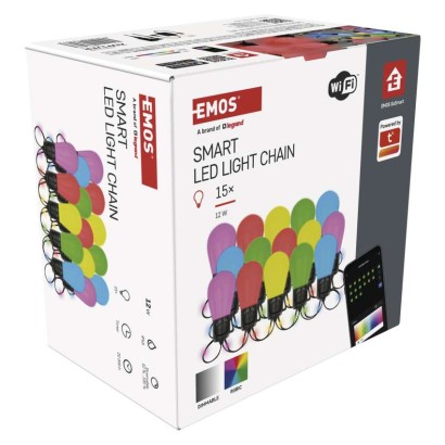 GoSmart LED světelný řetěz – 15× párty žárovky, 15 m, venkovní i vnitřní, RGBIC WiFi
