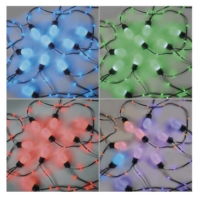 GoSmart LED světelný řetěz – 15× párty žárovky, 15 m, venkovní i vnitřní, RGBIC WiFi