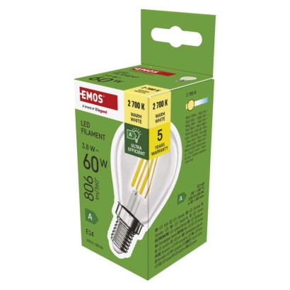 EMOS LED žárovka Filament Mini Globe A CLASS/ E14 / 3,8 W (6