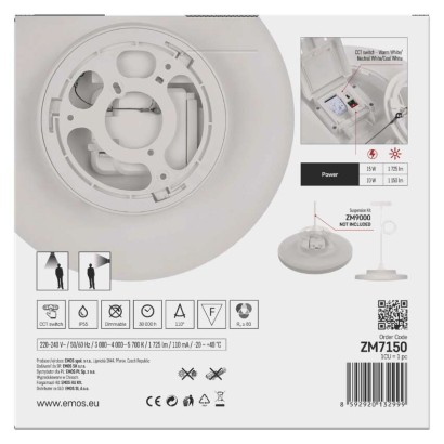 LED přisazené svítidlo DIONI kruhové, bílé, 15W, se změnou CCT