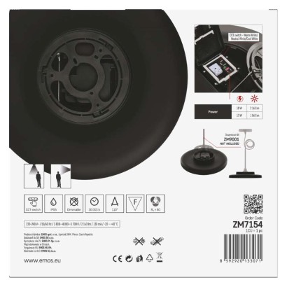 LED prisadené svietidlo DIONI kruhové, čierné,18W, CCT