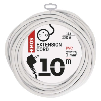 Prodlužovací kabel 10 m / 1 zásuvka / bílý / PVC / 1 mm2