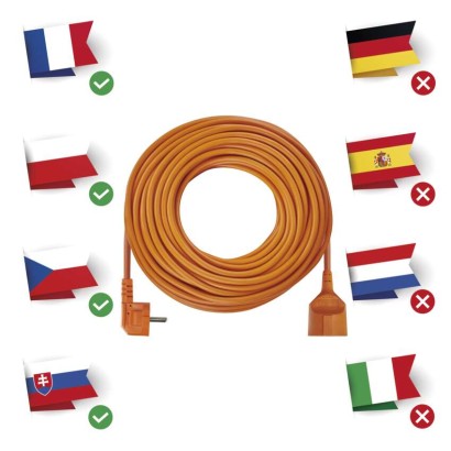 Prodlužovací kabel 40 m / 1 zásuvka / oranžový / PVC / 230 V / 1,5 mm2