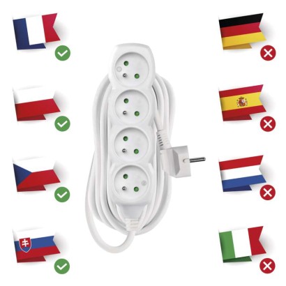 Prodlužovací kabel 7 m / 4 zásuvky / bílý / PVC / 1,5 mm2