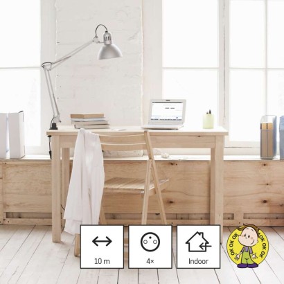 Predlžovací kábel 10 m / 4 zásuvky / biely / PVC / 1,5 mm2