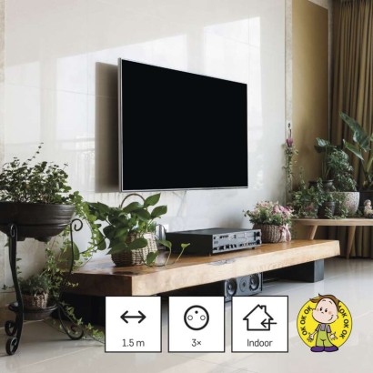 Przedłużacz 1,5 m / 3 gniazda / czarny / PVC / 1 mm2