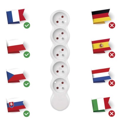 Samostatná 5 zásuvka, biela