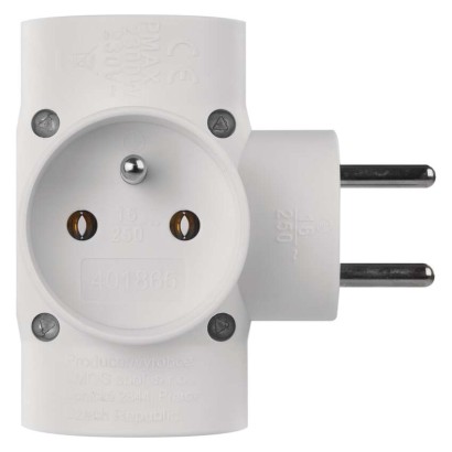 Rozbočovacia zásuvka 4× guľatá, biela