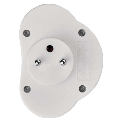 Rozbočovací zásuvka 2x kulatá s vypínačem, bílá