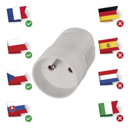 Zásuvka pro prodlužovací kabel, bílá