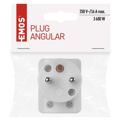 Vidlice úhlová pro prodlužovací kabel, bílá