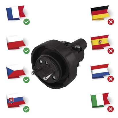Wtyczka prosta IP65 guma czarna