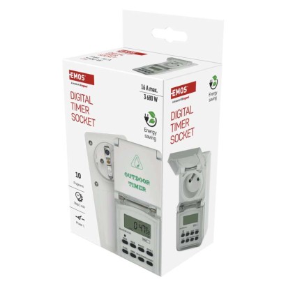 Časovač – digitálna spínacia zásuvka vonkajšia IP44
