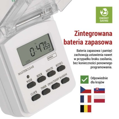 Cyfrowy programator czasowy IP44 zewnętrzny