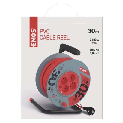 Prodlužovací kabel na bubnu 30 m / 4 zásuvky / červený / PVC / 230 V / 1 mm2