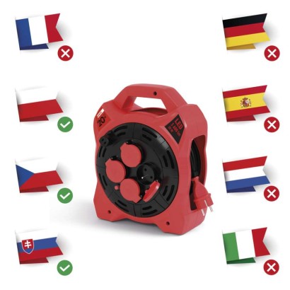 Venk. prodl. kabel na bubnu 20 m / 4 zás. / guma / 230 V / 1,5 mm2 s LED reflektorem