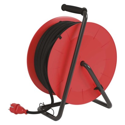 Venkovní prodlužovací kabel na bubnu 50 m / 4 zásuvky / černý / guma / 230 V / 1,5 mm2