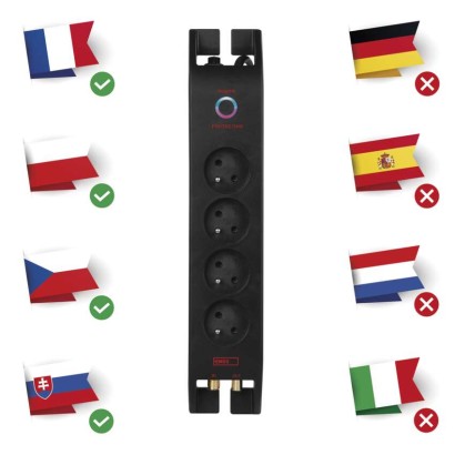 Listwa przeciwprzepięciowa EMOS 1800J, 4 gniazda 2m, czarna