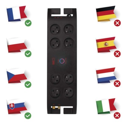 Prepäťová ochrana EMOS – 8 zásuviek, 3m, čierna