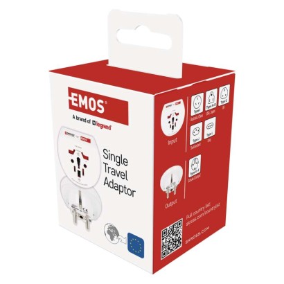 Universāls ceļojumu adapters Centrāleiropai, balts