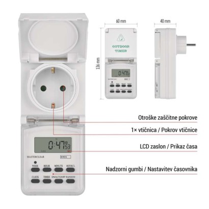 Digitalna stikalna ura tedenska IP44