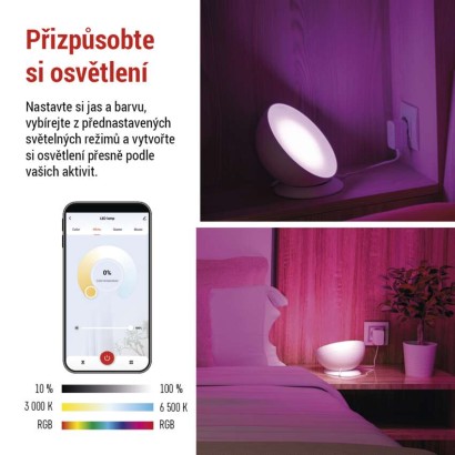GoSmart LED ambientní lampa, bílá, teplá bílá–studená bílá/ RGB, WiFi