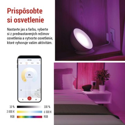 GoSmart LED ambientná lampa, biela, teplá biela–studená biela/ RGB, WiFi