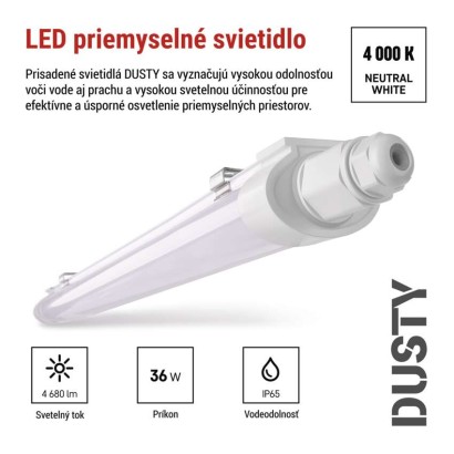 LED prachotesné svietidlo DUSTY 36W neutrálna biela, IP65