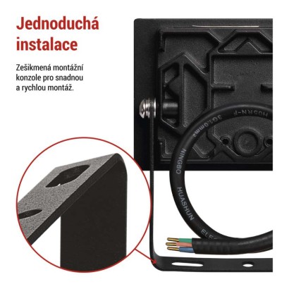 LED reflektor TAMBO, 10 W, 1000 lm, IP65, černý