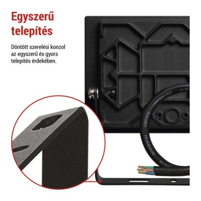 LED-es reflektor TAMBO, 20 W, 2000 lm, IP65, fekete