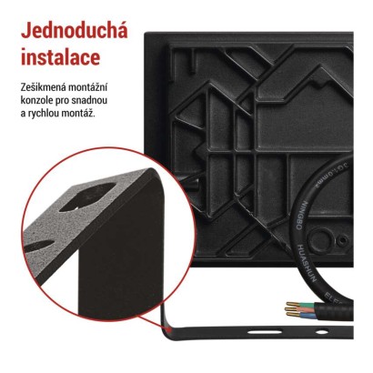 LED reflektor TAMBO, 30 W, 3000 lm, IP65, černý