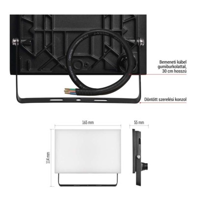 LED-es reflektor TAMBO, 30 W, 3000 lm, IP65, fekete