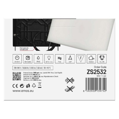 LED-es reflektor TAMBO, 30 W, 3000 lm, IP65, fekete