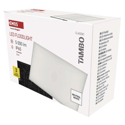 LED reflektor TAMBO, 50 W, 5000 lm, IP65, černý