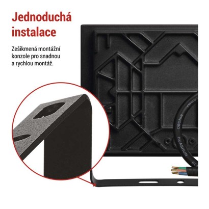 LED reflektor TAMBO, 50 W, 5000 lm, IP65, černý