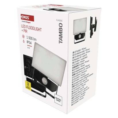 LED-valgusti TAMBO liikumisanduriga, 10 W, 1000 lm, must