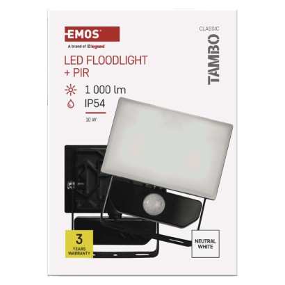 LED-valgusti TAMBO liikumisanduriga, 10 W, 1000 lm, must