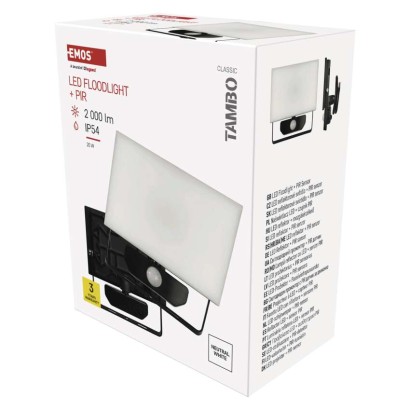 LED-valgusti TAMBO liikumisanduriga, 20 W, 2000 lm, must