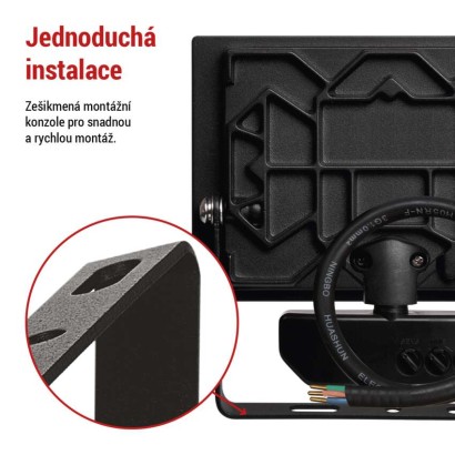 LED reflektor TAMBO se senzorem pohybu, 20 W, 2000 lm, černý