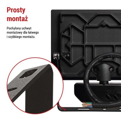 Naświetlacz LED TAMBO z czujnikiem PIR, 20 W, 2000 lm, czarny