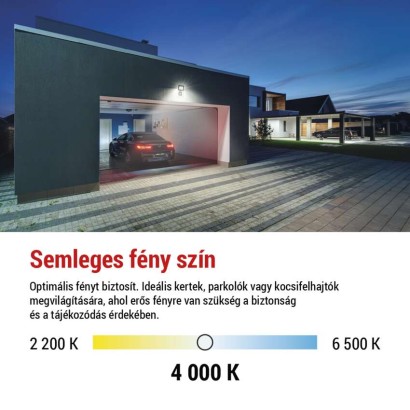 LED-es reflektor TAMBO mozgásérzékelővel, 20 W, 2000 lm, fekete