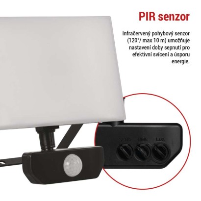 LED reflektor TAMBO se senzorem pohybu, 30 W, 3000 lm, černý