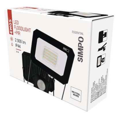 SIMPO LED-kohtvalgusti liikumisanduriga, 20 W, must, neutraalne valge