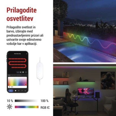 GoSmart Prilagodljiv LED trak NEON bele barve, 3 m, 23 W, RGBICz možnostjo zatemnitve, WiF