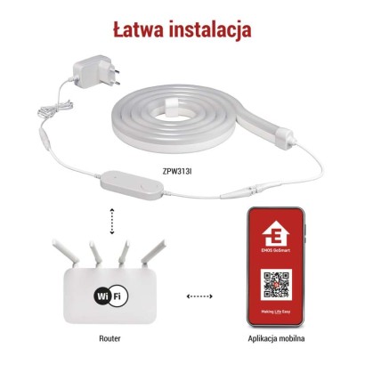 GoSmart Elastyczna taśma LED NEON biała, 3 m, 23 W, RGBIC ściemnialna, WiFi