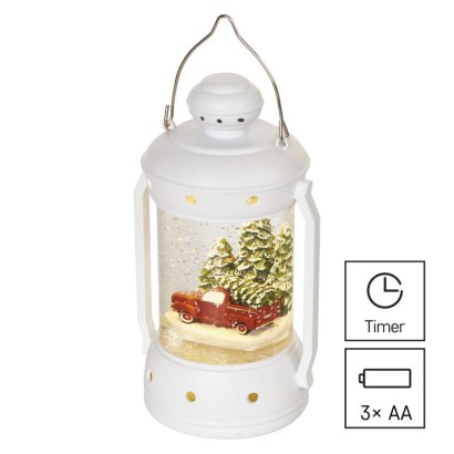 LED Weihnachtslaterne, 19,5 cm, 3x AA, Innen, warmweiss, Timer