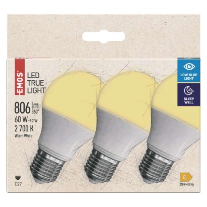 Żarówka LED True Light A60 / E27 / 7,2 W (60 W) / 806 lm / ciepła biel